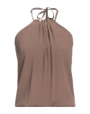Blugirl Woman Top Brown Size 8 Acetate, Silk