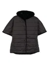 Blugirl Boxy Short-sleeved Quilted Jacket With Plush Lining In Black