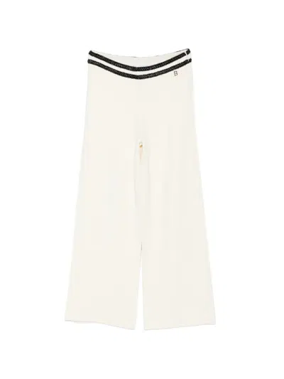 Blugirl Braided-trim Wide-leg Trousers In Neutral
