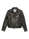 Blugirl Cropped Brown Jacket With Belted Waist In Green