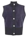 Blugirl Button Sleeveless Cardigan In Blue
