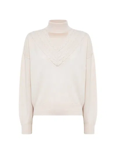 Blugirl Cable-knit High-neck Sweater In Neutral