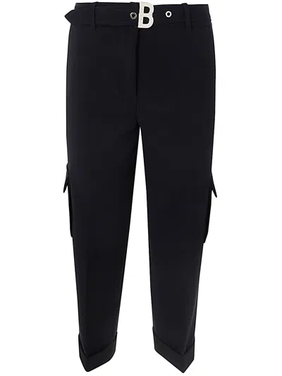 Blugirl Cady Stretch Wool Cargo Trousers In Black  