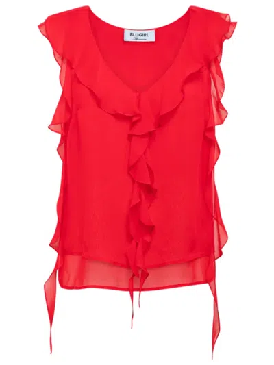 Blugirl Chic Mini Button-up Shirt For Women In Red