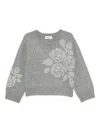 Blugirl Floral-pattern V-neck Sweater In Gray