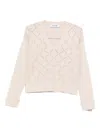 Blugirl Openwork V-neck Sweater In Multi