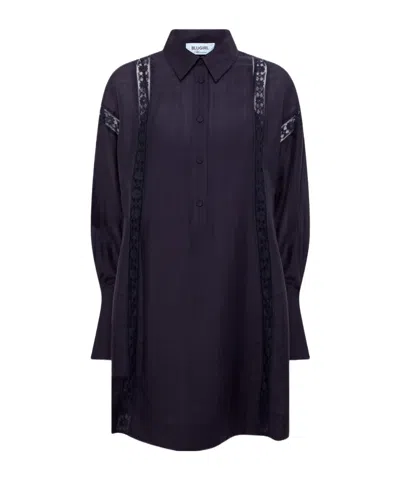Blugirl Collared Long-sleeved Dress In Black
