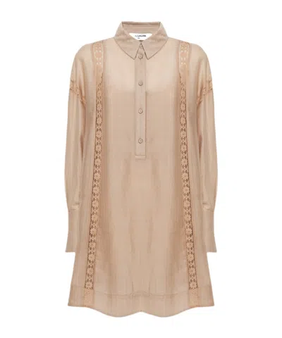 Blugirl Collared Long-sleeved Dress In Brown