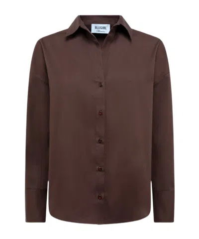 Blugirl Collared Long-sleeved Shirt In Brown