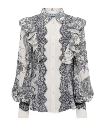 Blugirl Collared Long-sleeved Shirt In Gray