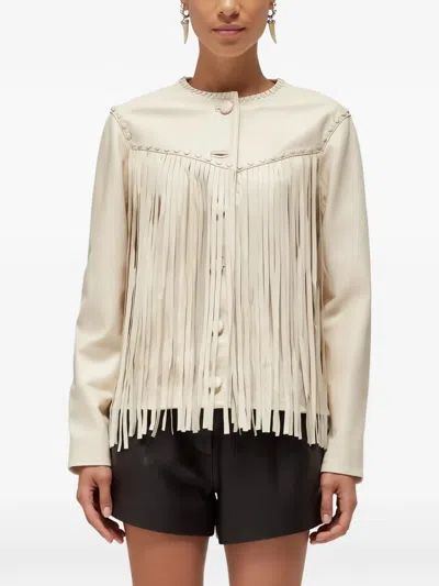 Blugirl Cowboy Ringe-trimmed Leather Jacket In Neutral