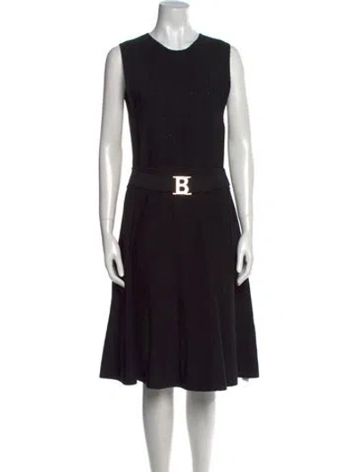 Pre-owned Blugirl Crew Neck Knee-length Dress In Black