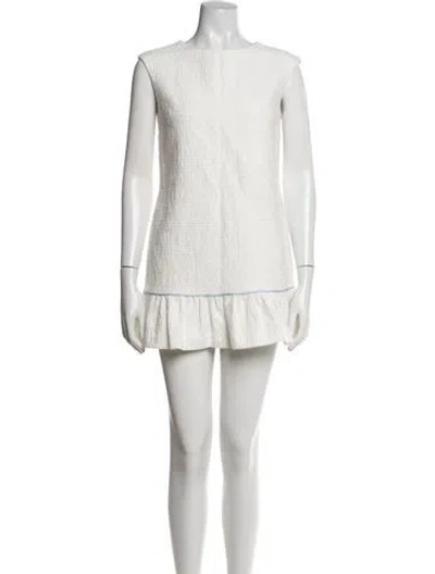 Pre-owned Blugirl Crew Neck Mini Dress In White