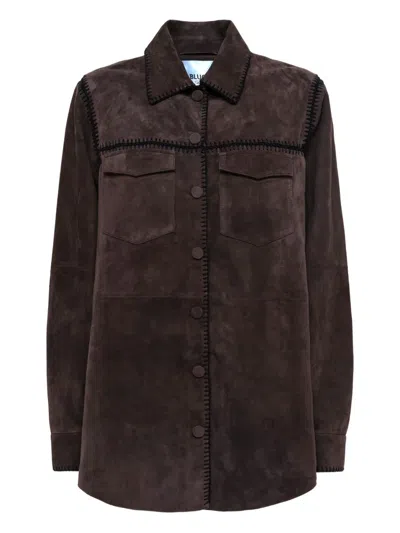 Blugirl Brown Suede-like Jacket With Whipstitch Detailing