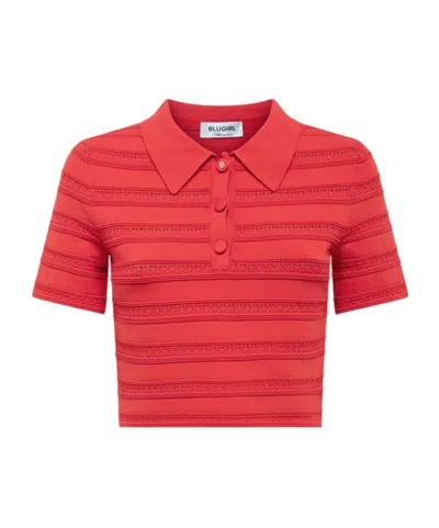 Blugirl Crochet-detail Polo Top In Red