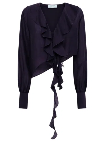 Blugirl Cropped Blouse With Ruffles In Blue
