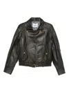 Blugirl Cropped Brown Jacket With Belted Waist In Black