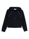 Blugirl Cropped Hooded Sweatshirt With Decorative Button Detail In Blue