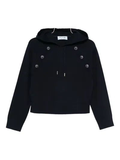 BLUGIRL CROPPED HOODED SWEATSHIRT WITH DECORATIVE BUTTON DETAIL