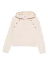 Blugirl Cropped Hoodie Sweater With Gold-tone Embellishments In White