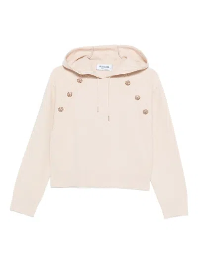 BLUGIRL CROPPED HOODIE SWEATER WITH GOLD-TONE EMBELLISHMENTS