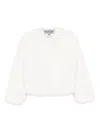 Blugirl Cropped Plush Coat With Round Neckline In White
