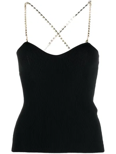 Blugirl Crystal-embellished Strap Knit Top In Black