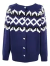 Blugirl Crystal-embellished Fairisle Cardigan In Blue