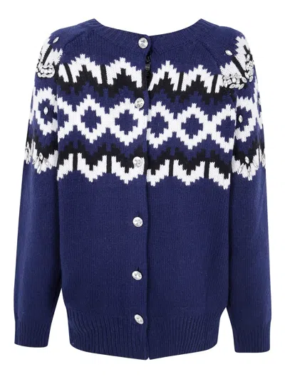 BLUGIRL CRYSTAL-EMBELLISHED FAIRISLE CARDIGAN