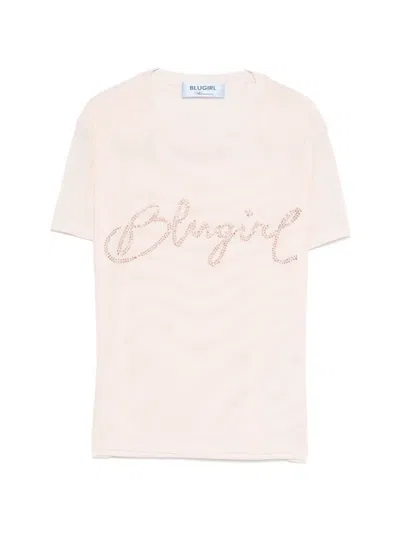 Blugirl Crystal-embellishment T-shirt In Pink