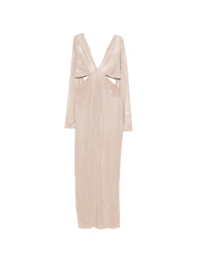 Blugirl Cut-out V-neck Maxi Dress In Neutral