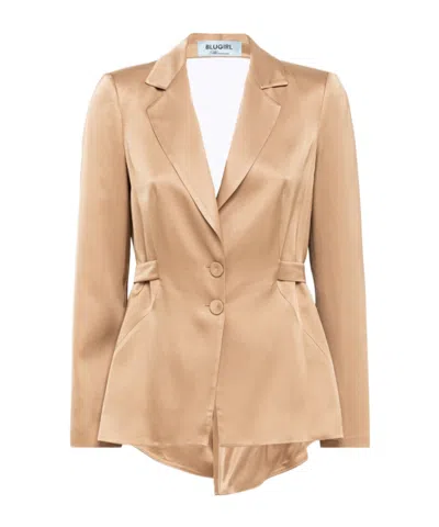 Blugirl Cut-out Belted Blazer In Neutral