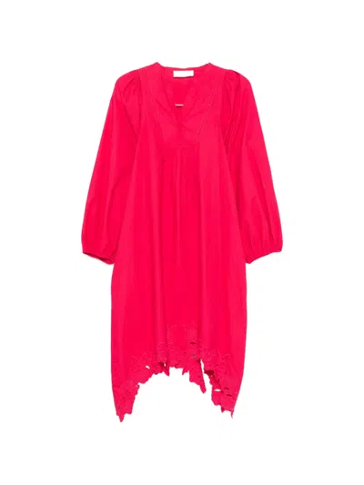 Blugirl Cut-out Floral-embroidered Midi Dress In Pink