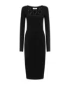 Blugirl Long-sleeve Patterned Midi Dress In Black