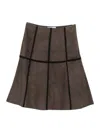 Blugirl A-line Crochet And Suede Panel Skirt In Brown