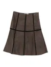 Blugirl A-line Crochet And Suede Panel Skirt In Brown