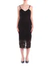 Blugirl Lace Overlay V-neck Midi Dress In Black