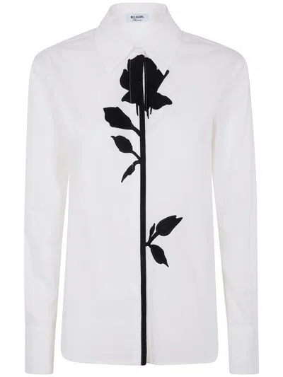 Blugirl Ecs Regular Popeline Embroider Shirt In White