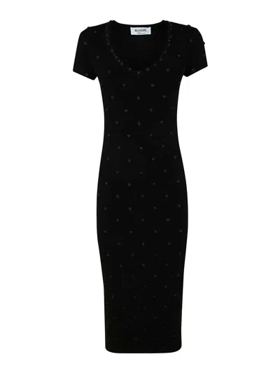Blugirl Ecs Roses Applications Mini Dress In Black