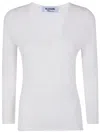 Blugirl Ecs Viscose V Neck Sweater In Chalk