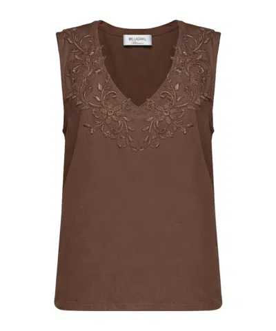 Blugirl Embellished V-neck Top In Brown