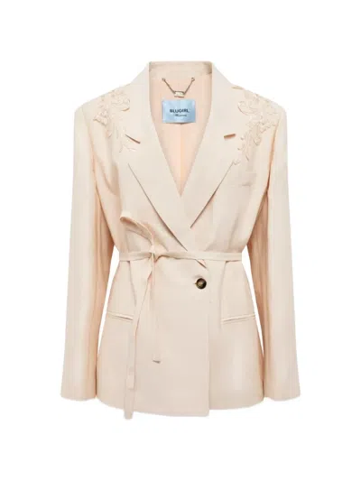 Blugirl Embroidered Belted Blazer In Pink