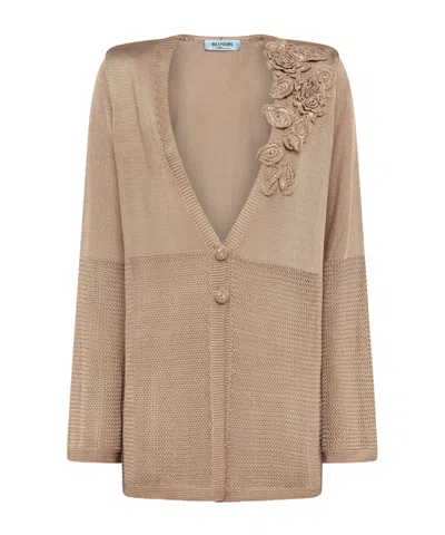 Blugirl Embroidered Knit Cardigan In Brown