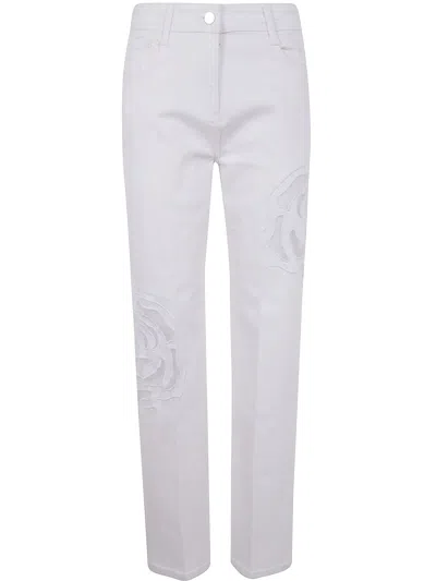 BLUGIRL BLUGIRL EMBROIDERED ROSES DENIM JEANS