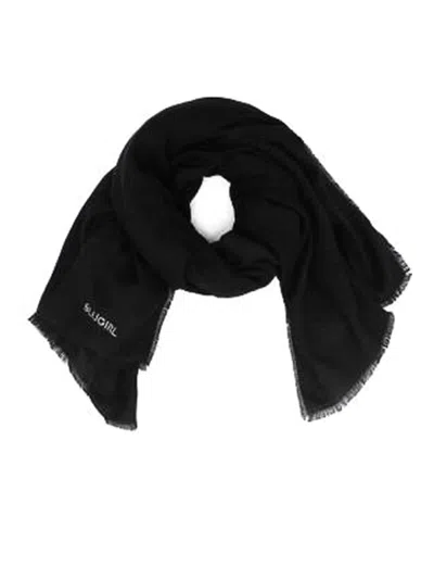 Blugirl Black Foulard Scarf With Jacquard Logo