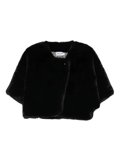Blugirl Kids' Faux Fur Cape In Black