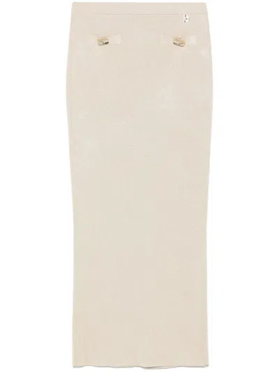 Blugirl Kids' Fit Beige Midi Skirt With Pockets