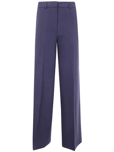 Blugirl Flanel Stretch Wide Leg Trousers In Blue