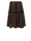 Blugirl Flared Brown Skirt With Grid Stitching Details In Brown