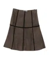 Blugirl Suede Panelled Skirt In Brown